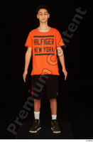  Danior black shorts black sneakers dressed orange t shirt shoes sports standing whole body 0001.jpg
